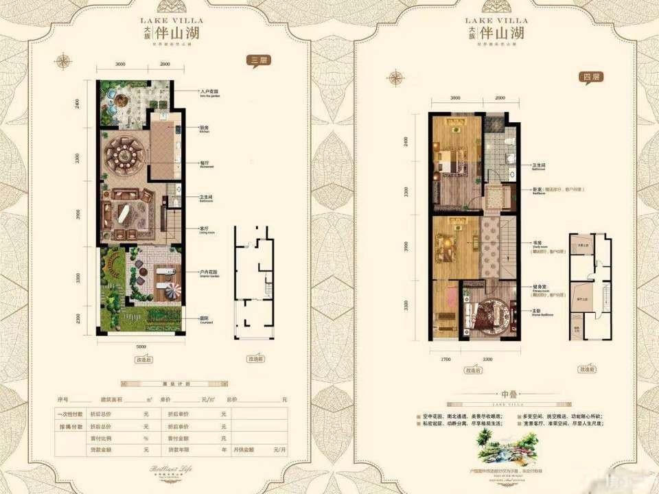 棋盘山伴山湖145平叠拼别墅 单价不到四千 超大赠送
