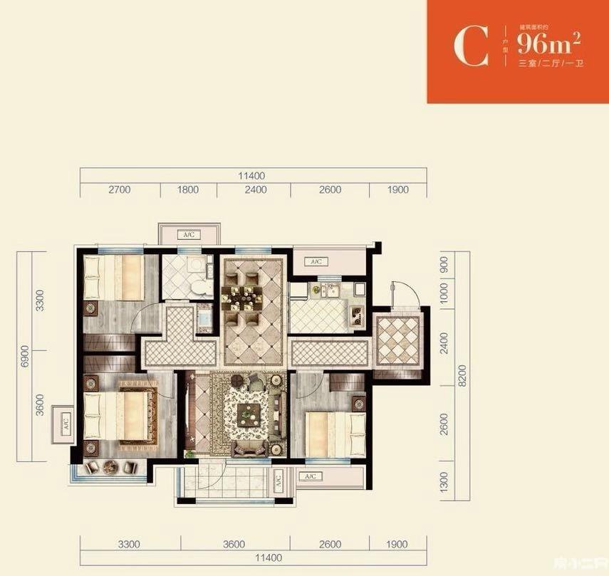 浑南区 新南站旁 双地铁 华发全运首府 3室 2厅 1卫 96㎡