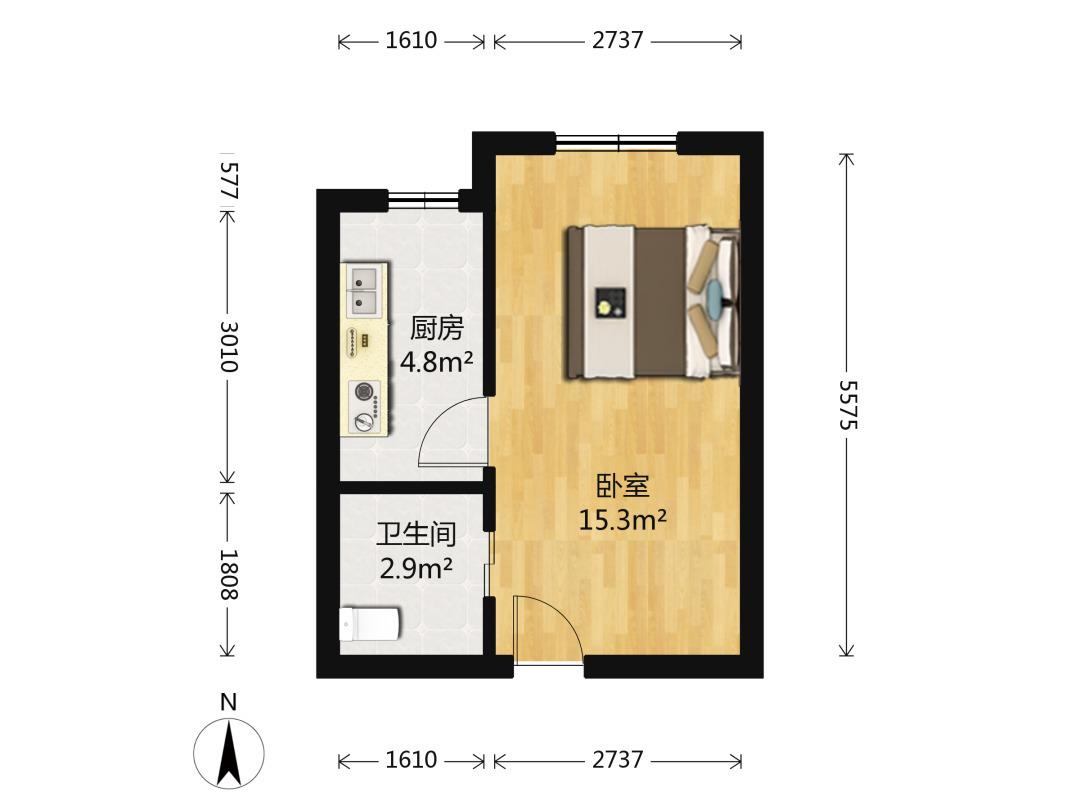 沈北万达旁小高一室一厅小户型南向业主急售