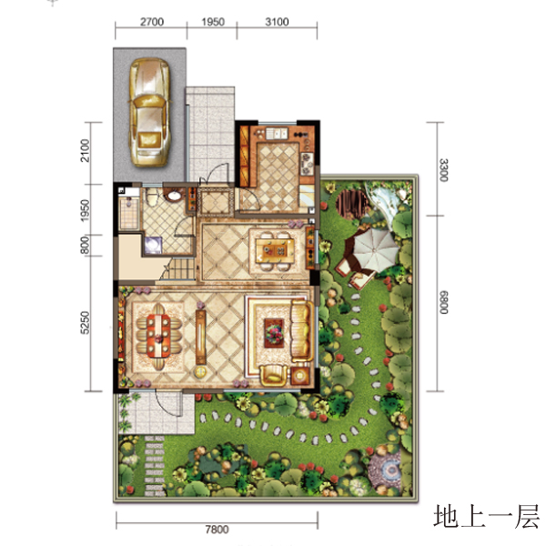 龙湖·西府原著bh户型211平五室四厅四卫一层