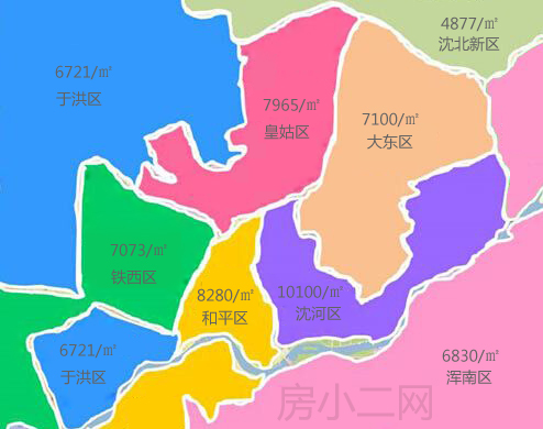 2016沈阳各区商品房均价分布图