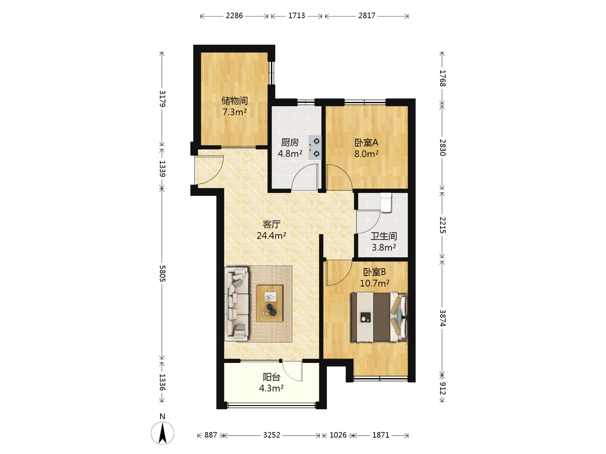 碧桂园繁华里小三室,南北通透,户型方正