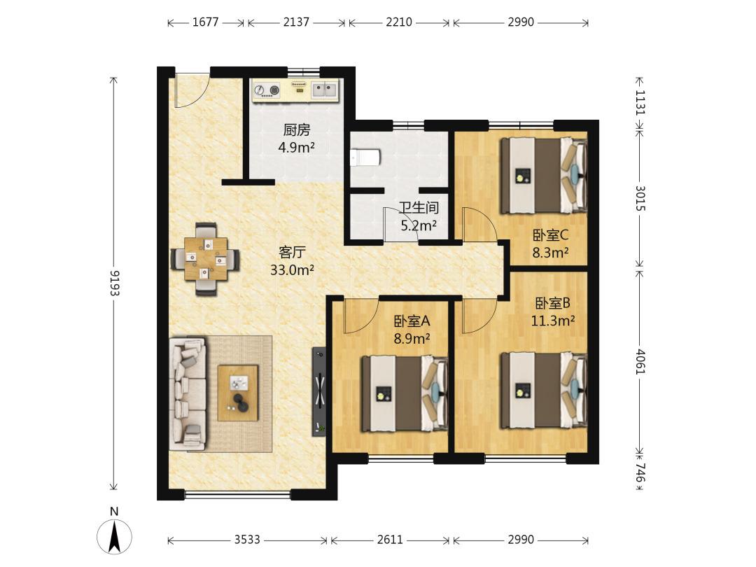 碧桂园太阳城南北通透标准户型3室2厅楼层好采光好有钥匙