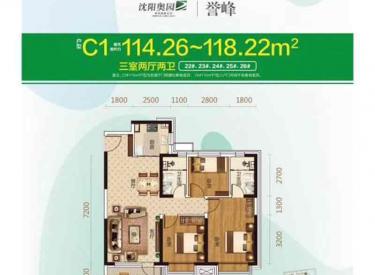 奥园会展广场 3室 2厅 2卫 115㎡