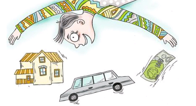 他也许会说 有车子,有妹子,有票子,有房子