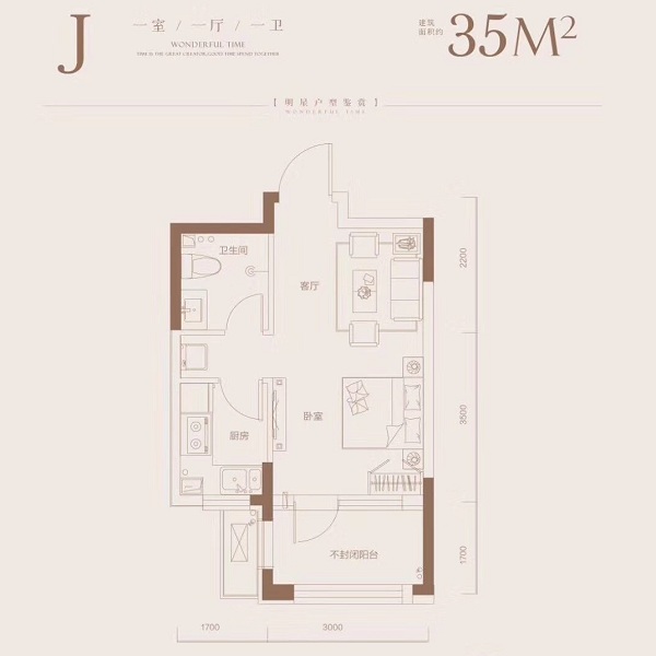 35平1室1厅1卫J户型