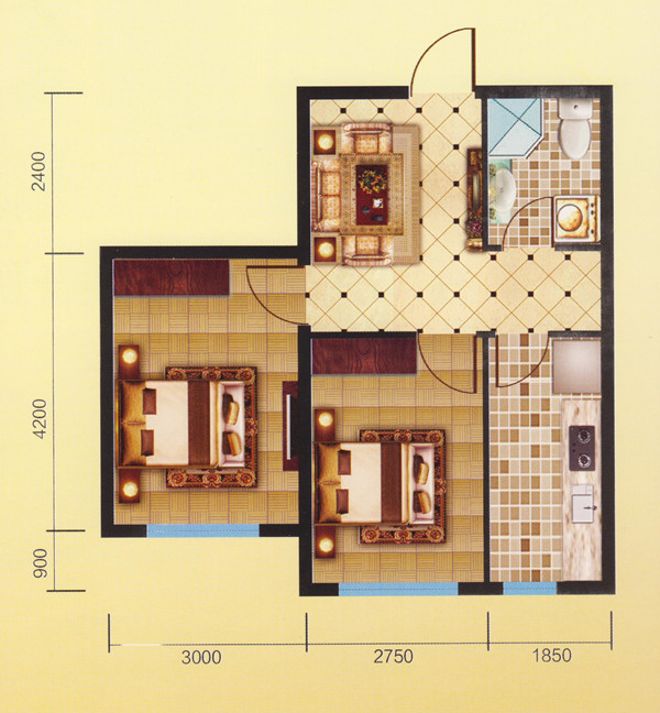 全南户型设计,双南卧,大采光面,全家人的温馨享受