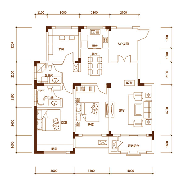 尚城户型信息_信达·尚城120平3室2厅2卫c1户型户型图 - 房小而网