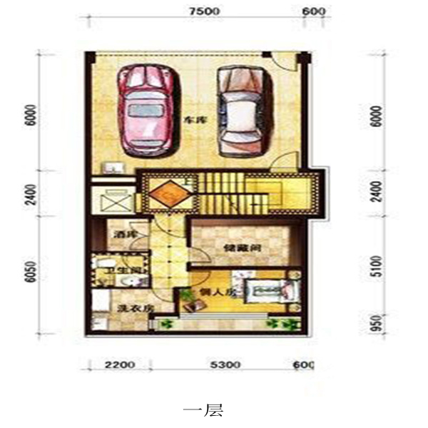 396平三室两厅两卫一层户型图