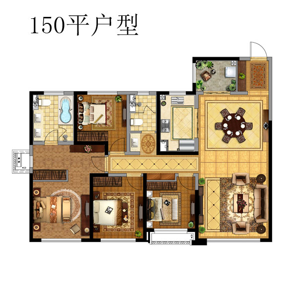 150平米四室两厅两卫图片