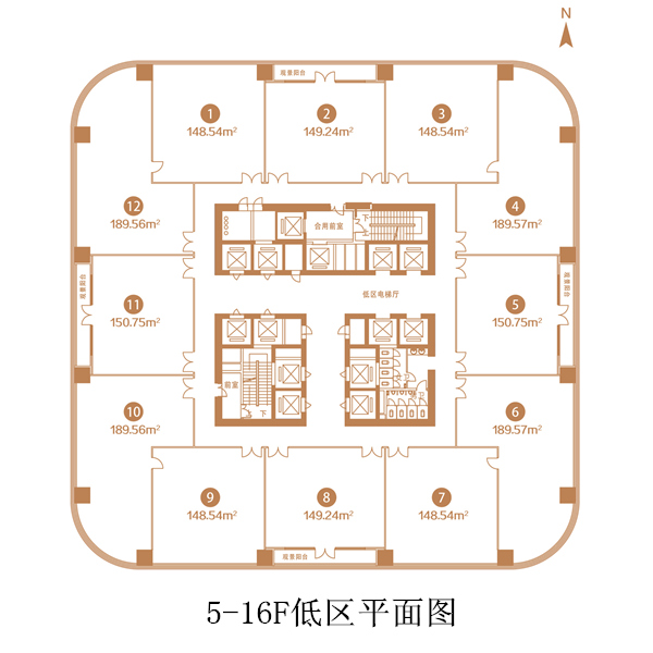 汇锦金融中心6-15F低区平面图