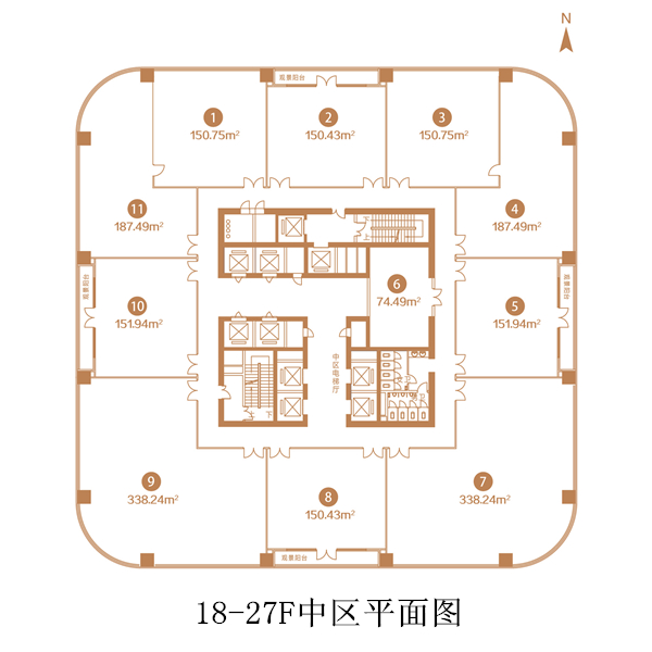 汇锦金融中心18-27F中区平面图